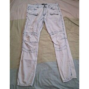 Waimea Men's Denim Jeans 34x32 Skinny Fit Light Wash Distressed Accents Acid